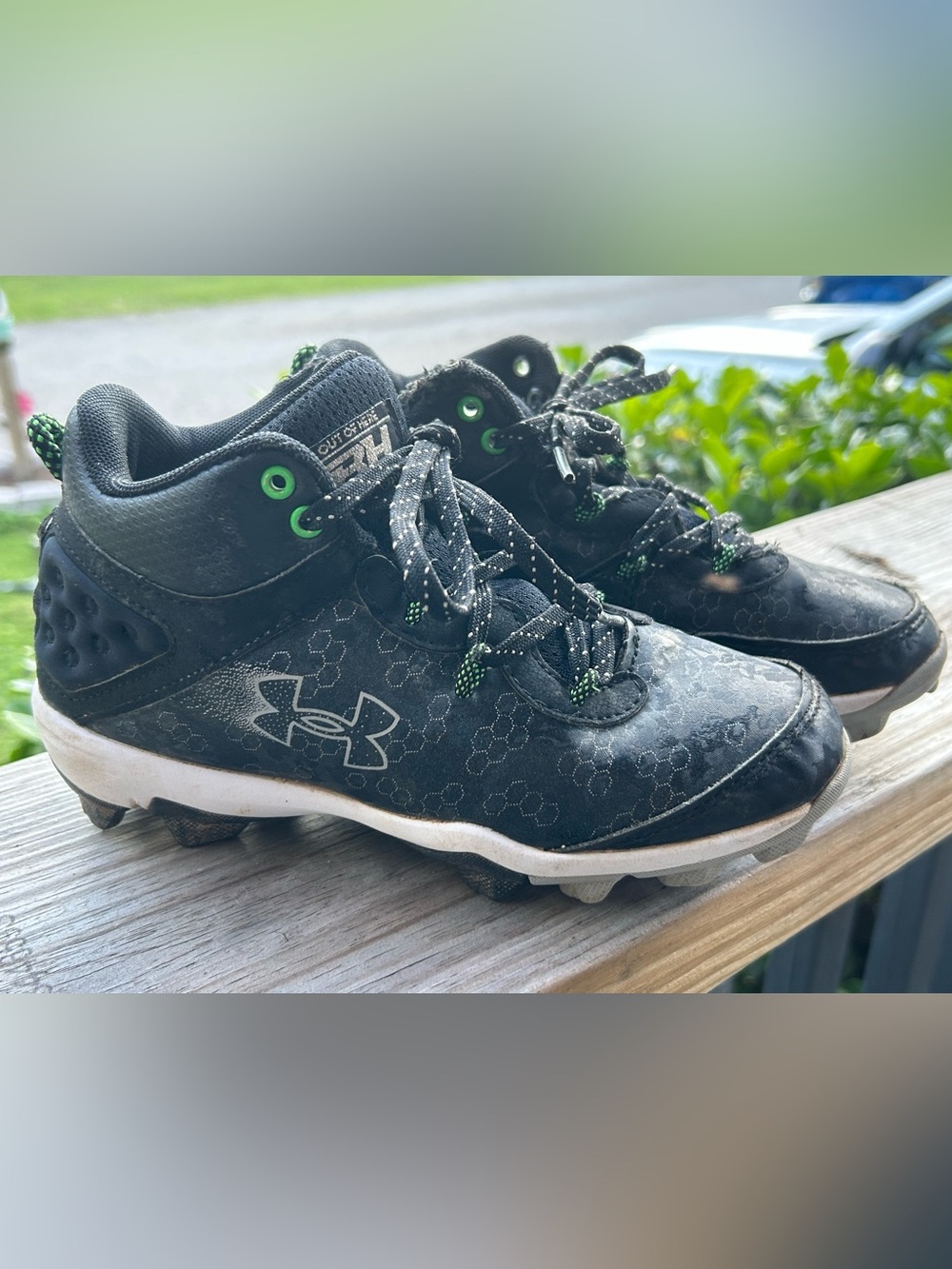 Under Armour Kids Black Sneakers with Green Accents